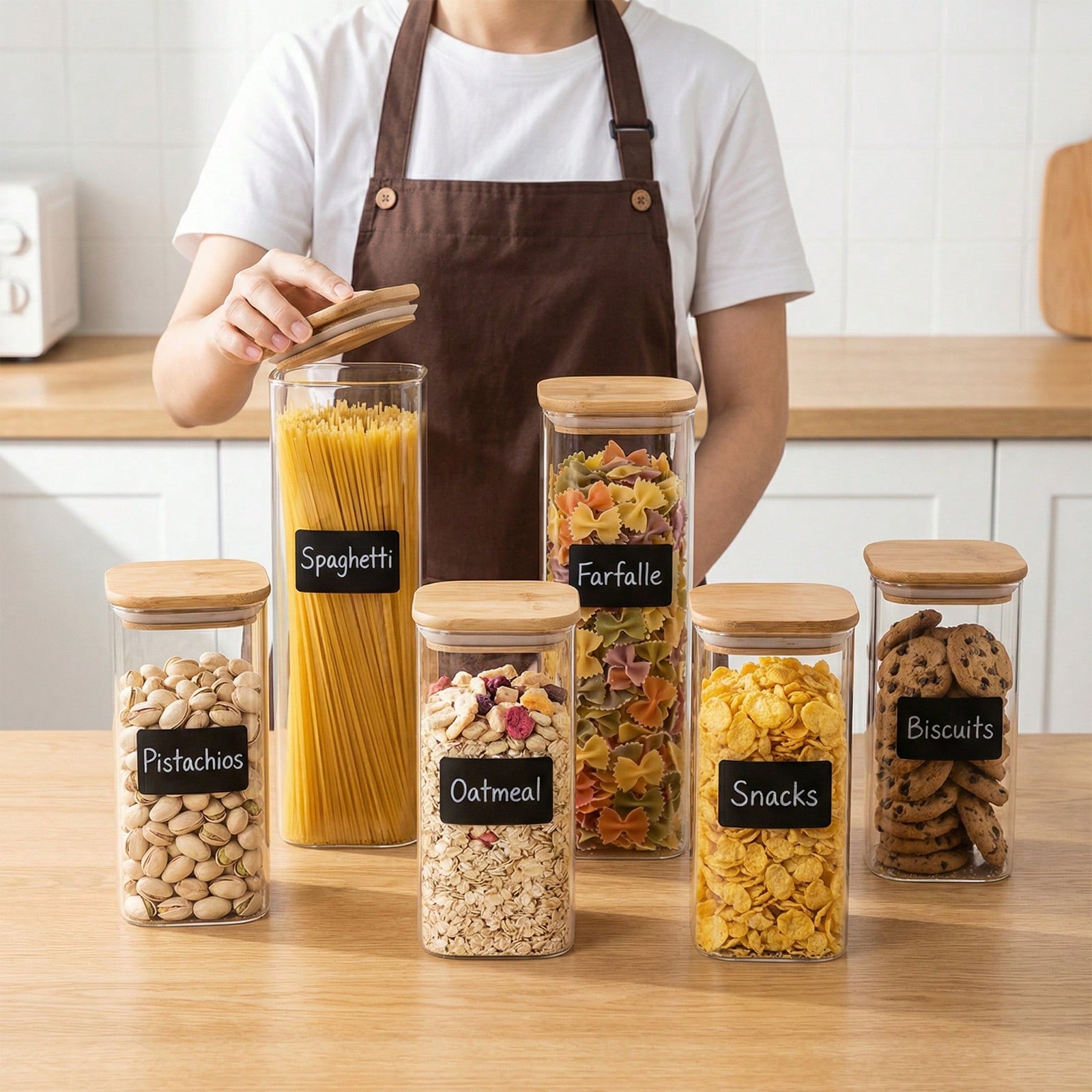 Kitchen Baking Storage Containers - 6/12pcs Glass Food Storage Containers With