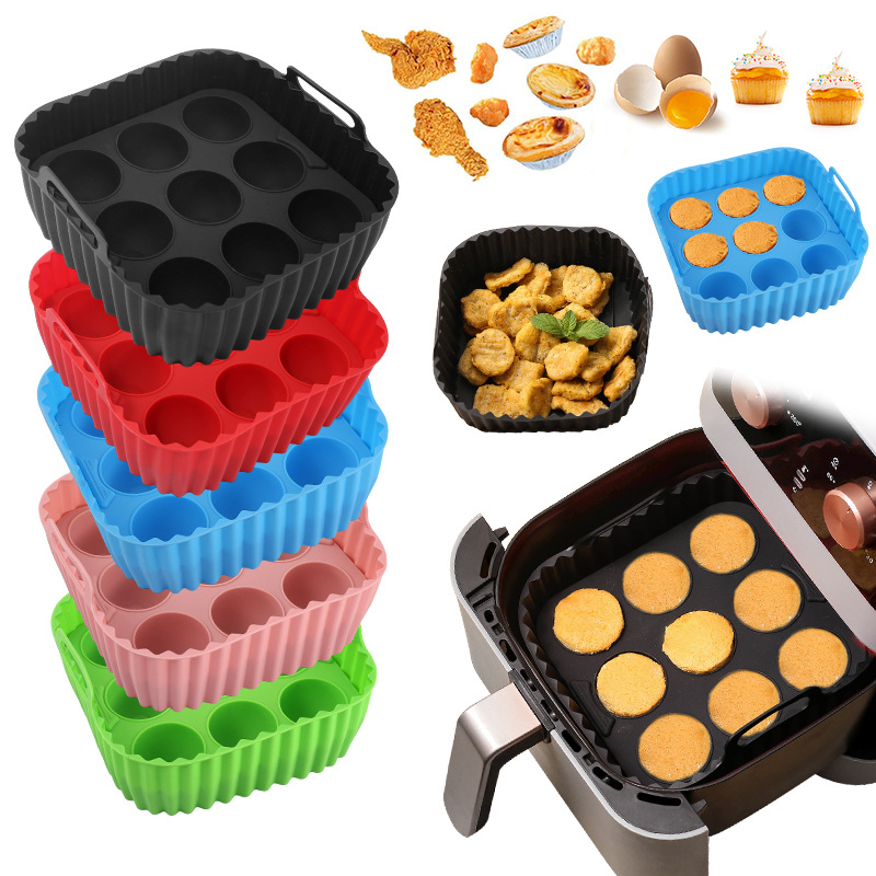 Kitchen Baking Tray Set - 2pcs Silicone Air Fryer Liners &