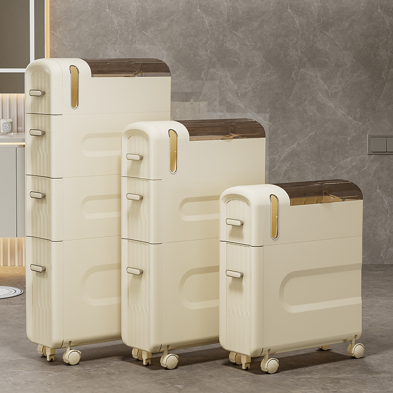 Kitchen Baking Paper Holder - 4-Tier Slim Rolling Cabinet Bathroom Laundry