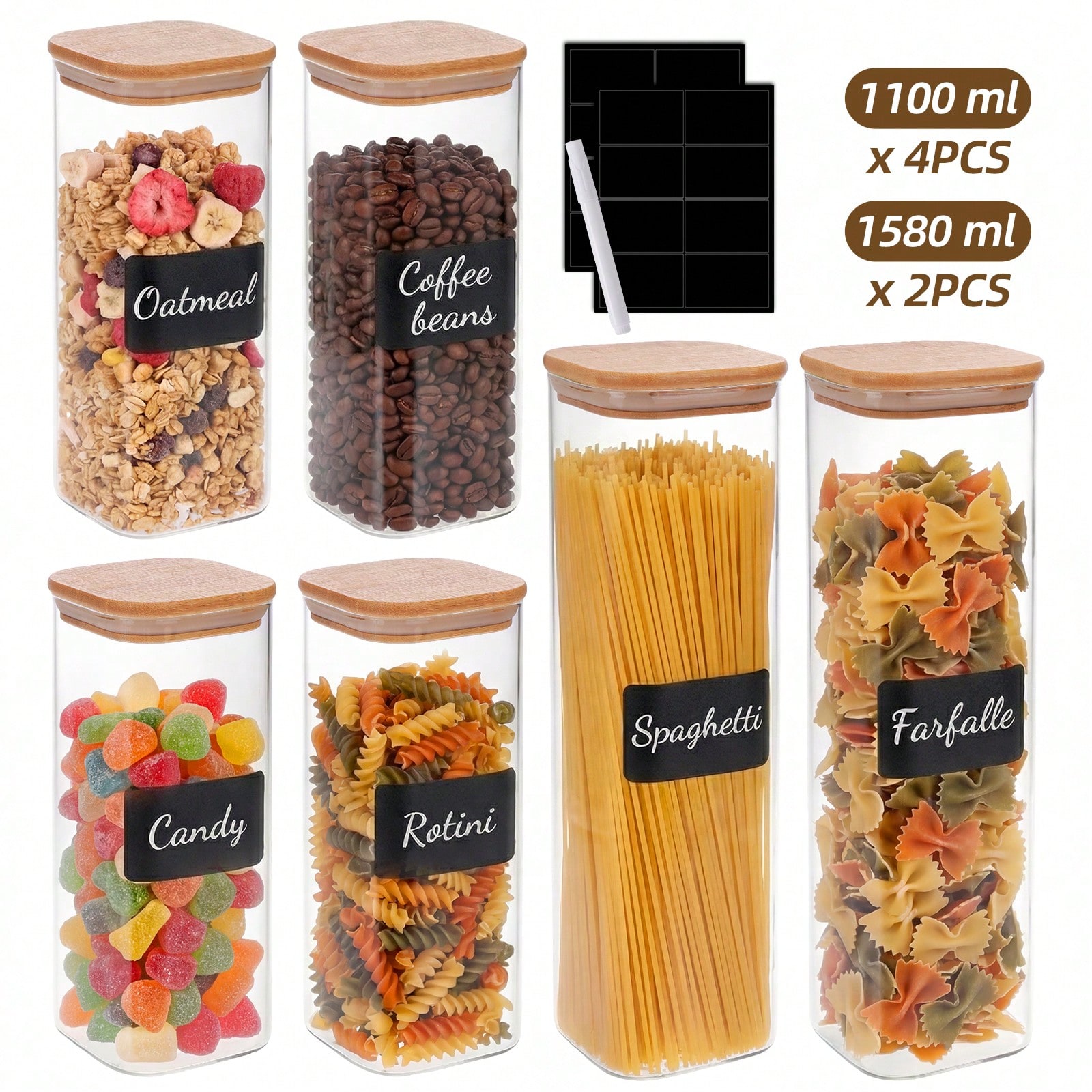 6/12pcs Glass Food Storage Con - đánh giá và giá Kitchen Baking Storage Containers