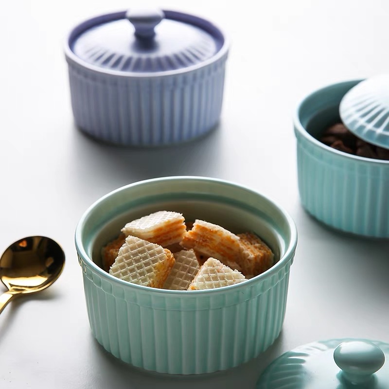 Ceramic Ramekin Bowl with Lid  - đánh giá và giá Kitchen Baking Tray Set
