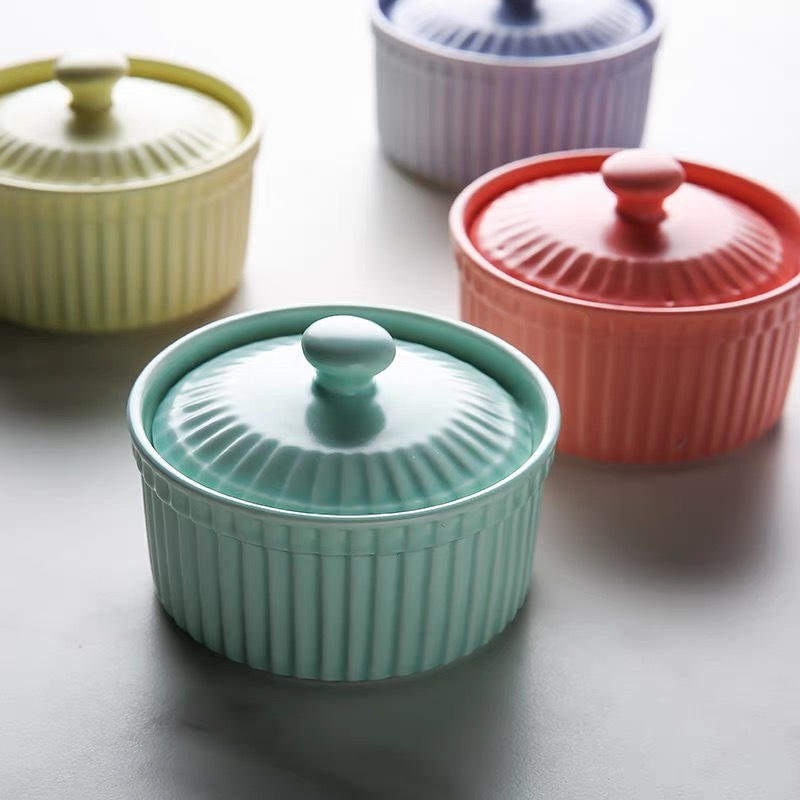 Ceramic Ramekin Bowl with Lid  - đánh giá và giá Kitchen Baking Tray Set