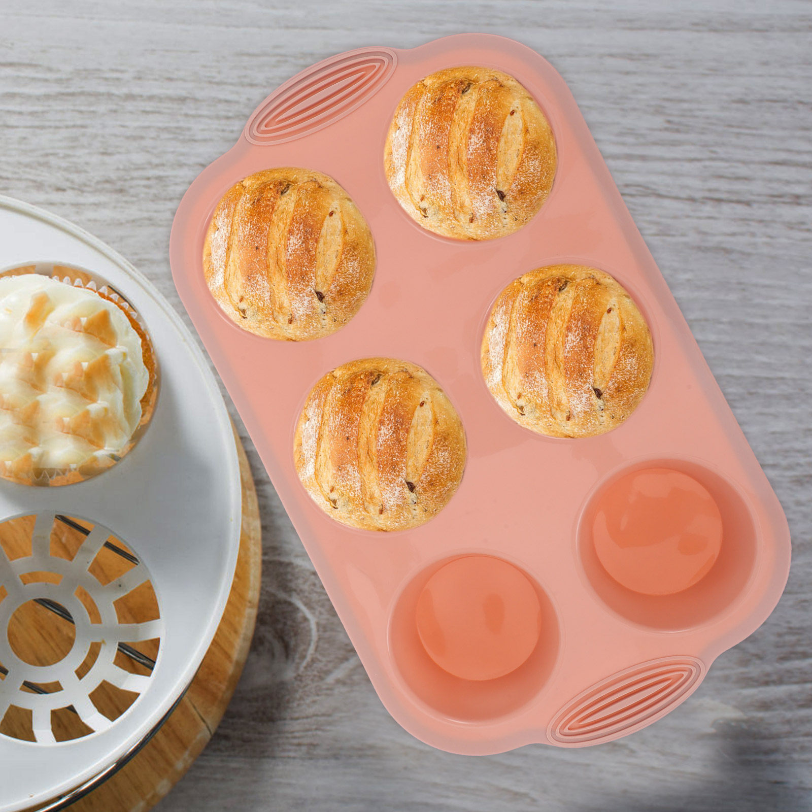 6 Cup Silicone Cake Mold Nonst - đánh giá và giá Muffin Tin Nonstick