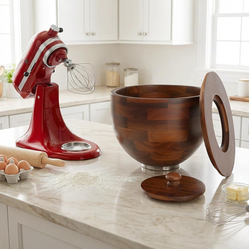◉Wood Mixing Bowl for Kitchen  - đánh giá và giá Stand Mixer Bowl